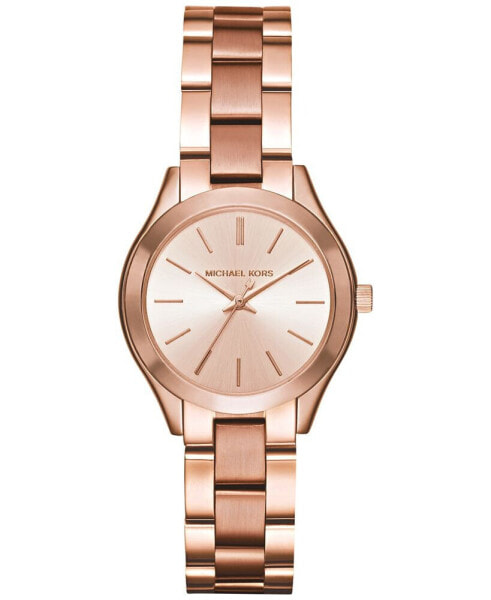 Women's Slim Runway Rose Gold-Tone Stainless Steel Bracelet Watch 33mm