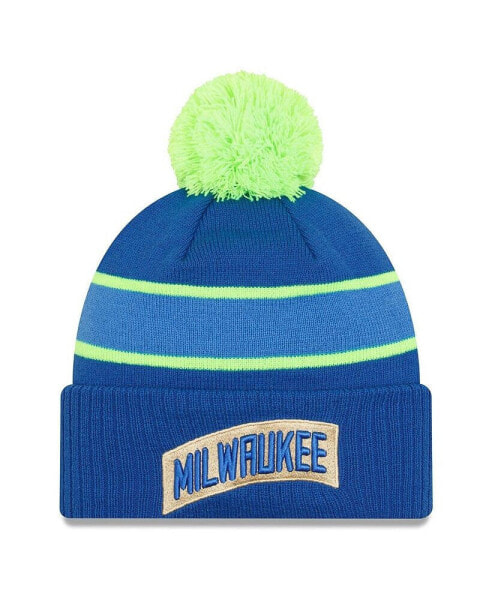 Men's Blue Milwaukee Bucks 2023/24 City Edition Cuffed Pom Knit Hat