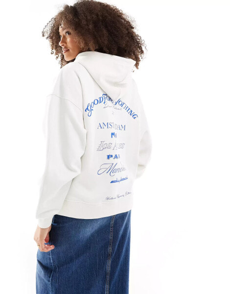 Good For Nothing oversized logo hoodie in off white