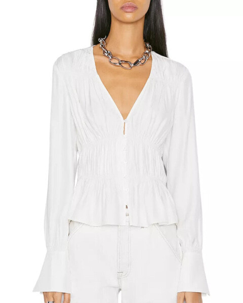 Топ Frame Ruched V Neck Blanc M