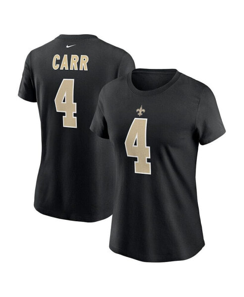 Women's Derek Carr Black New Orleans Saints Player Name and Number T-shirt