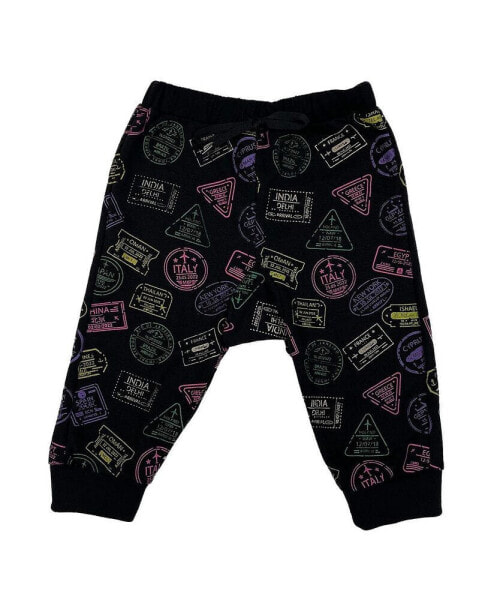 Baby Boys Passport Print Jogger Pants