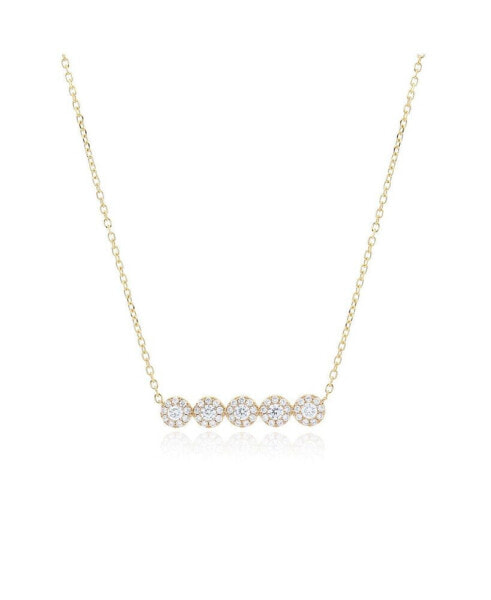 Round Diamond Halo Bar Necklace