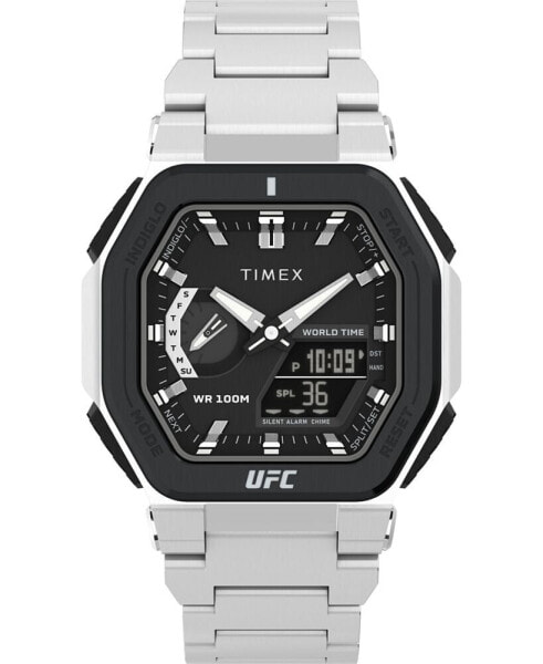 UFC Men's Colossus Analog-Digital Silver-Tone Stainless Steel Watch, 45mm