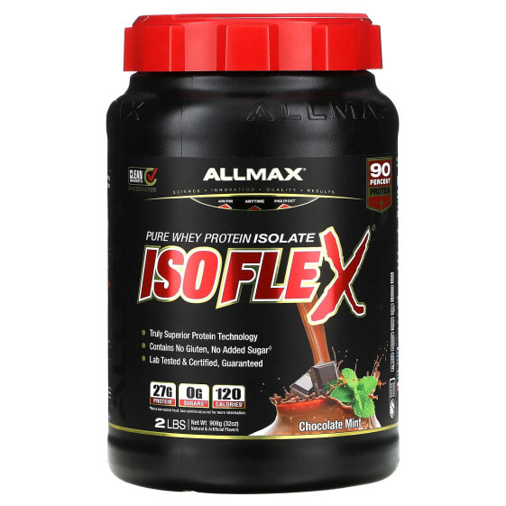 ALLMAX, Isoflex, чистый изолят сывороточного протеина, со вкусом шоколада и мяты, 908 г (2 фунта)