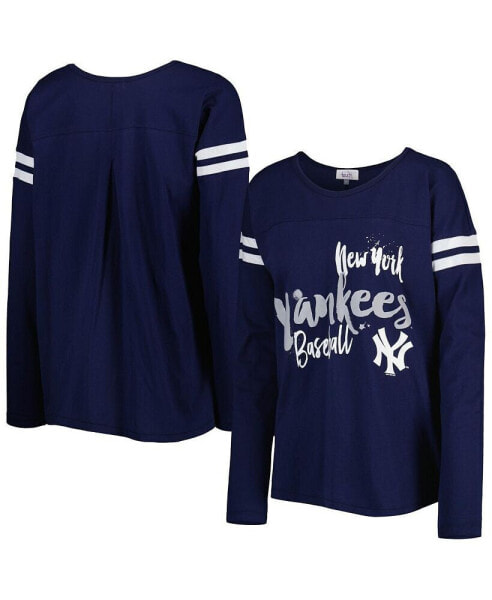 Women's Navy New York Yankees Free Agent Long Sleeve T-shirt