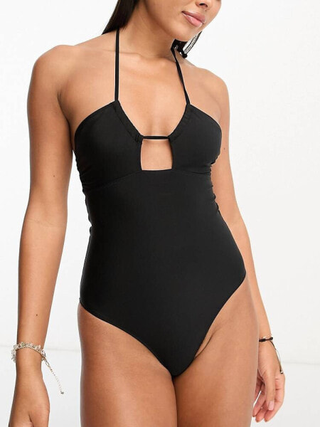 & Other Stories cut out halter swimsuit in black