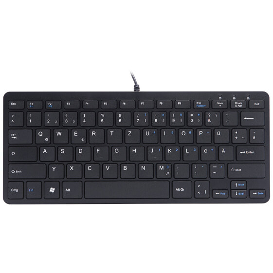 R-Go Compact R-Go ergonomic keyboard - QWERTZ (DE) - wired - black - Mini - Wired - USB - QWERTZ - Black