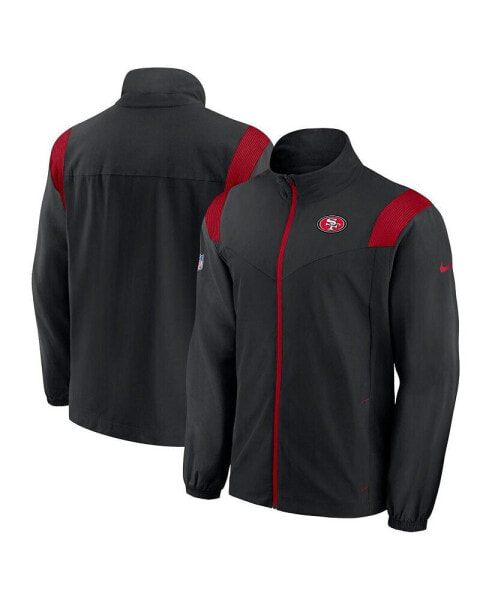 Men's Black, Scarlet San Francisco 49ers Sideline Woven Logo Full-Zip Jacket