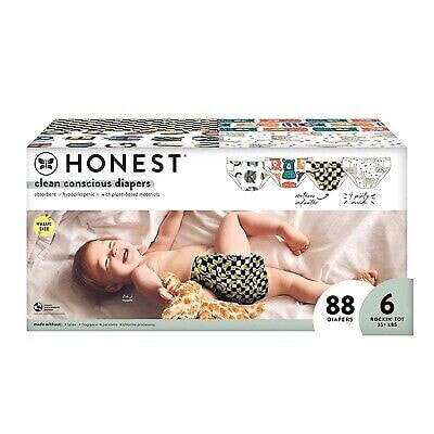 The Honest Company Clean Conscious Disposable Diapers Four Print Pack- Size 6 -