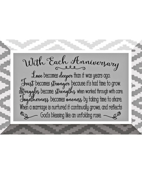 with Each Anniversary Glass Plaque with Easel, 6" x 4"