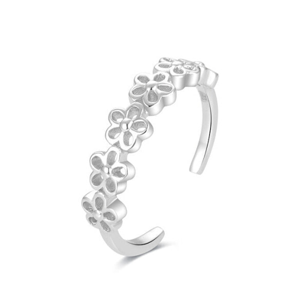 Silver leg ring with flowers AGGF483