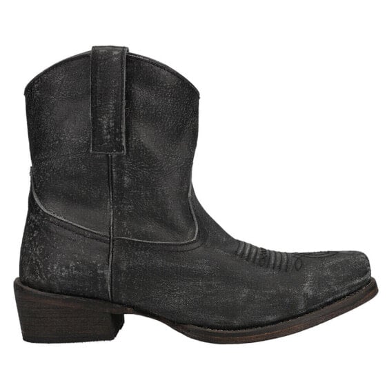 Roper Dusty Distressed Snip Toe Cowboy Booties Womens Black Casual Boots 09-021-