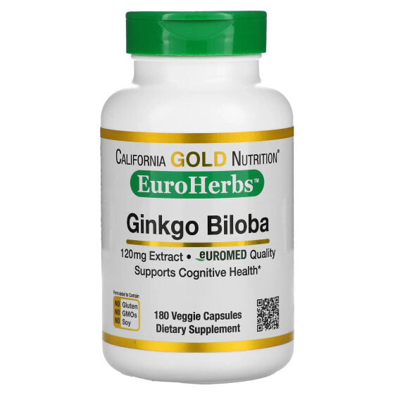 EuroHerbs™, Ginkgo Biloba Extract, Euromed Quality, 120 mg, 180 Veggie Capsules