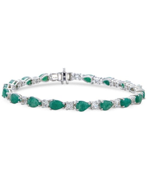 Sapphire (11 ct. t.w.) & White Sapphire (2 ct. t.w.) Tennis Bracelet in Sterling Silver (Also in Tanzanite & Emerald)