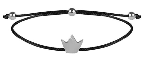 Corded Bracelet Black / Steel Crown