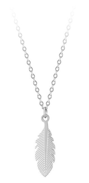 Stylish steel necklace with feather