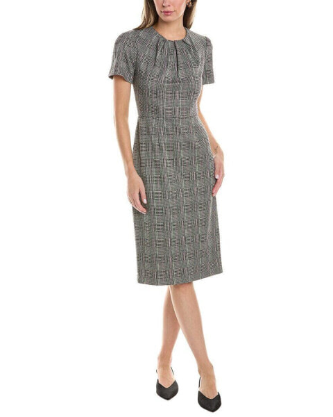 Maggy London Striped Glen Plaid Bateau Neck Sheath Dress Women's