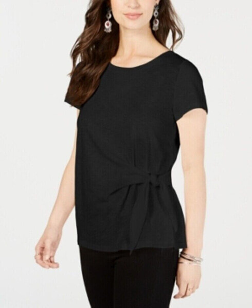 Топ Style & Co Petite Scoop Neck Deep Black