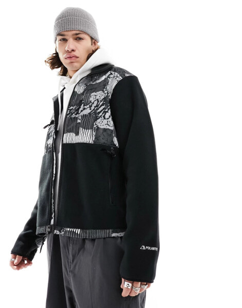 The North Face Denali Polartec fleece jacket in black Yosemite print