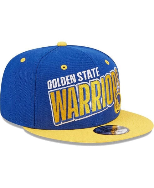 Men's Royal, Gold Golden State Warriors Stacked Slant 2-Tone 9FIFTY Snapback Hat