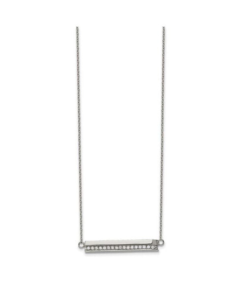 CZ Bar Cable Chain Necklace with a 1 inch Extension Necklace