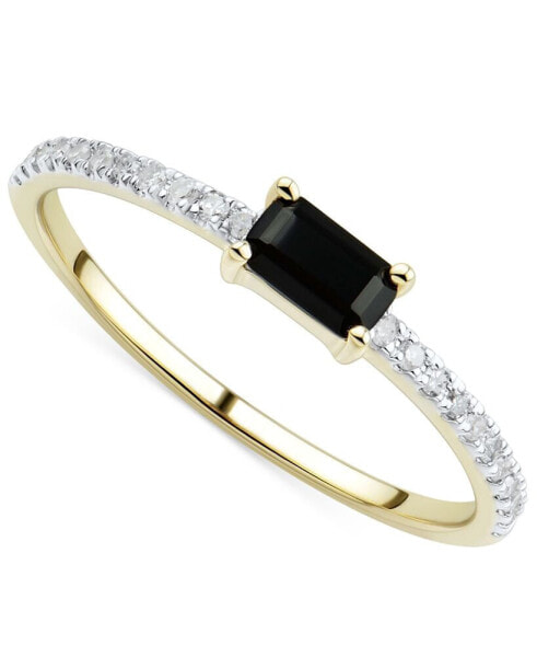 Onyx & Diamond (1/10 ct. t.w.) Stack Ring in 14k Gold