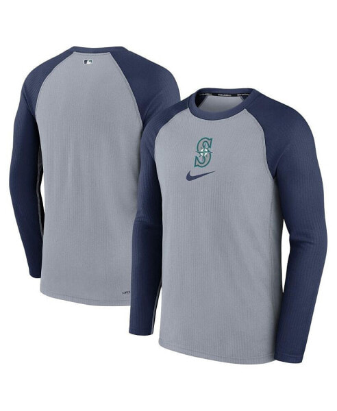 Men's Gray Seattle Mariners Authentic Collection Game Raglan Performance Long Sleeve T-shirt