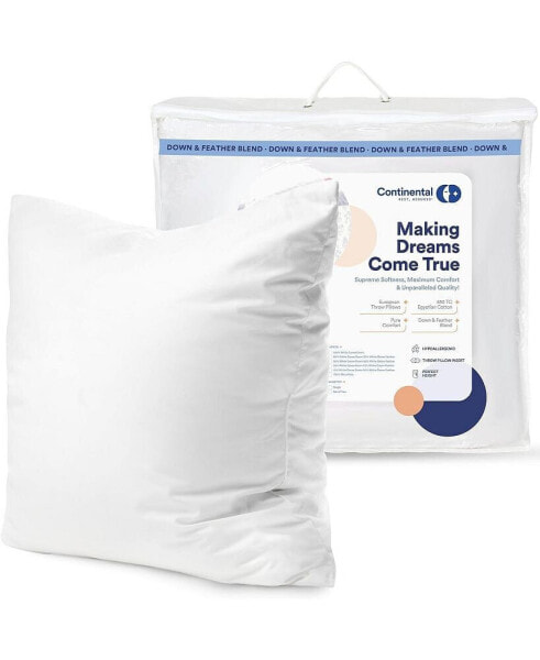 Подушка Continental Bedding 20x20 Luxury Throw Pillow Insert 50% белое пухо 50% перо