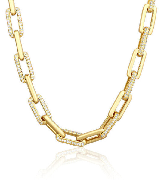 Unmissable gold-plated necklace with zircons SVLN0584SJ4GO45