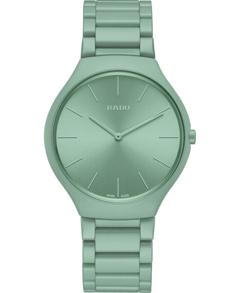 Unisex Swiss True Thinline Les Couleurs Le Corbusier Green High-Tech Ceramic Bracelet Watch 39mm