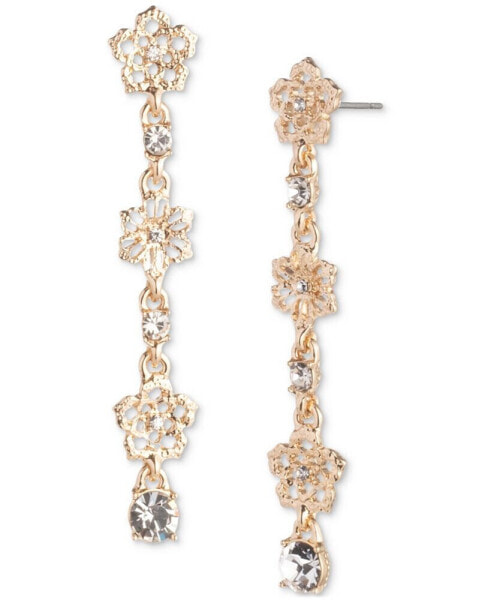 Gold-Tone Crystal Butterfly Linear Drop Earrings