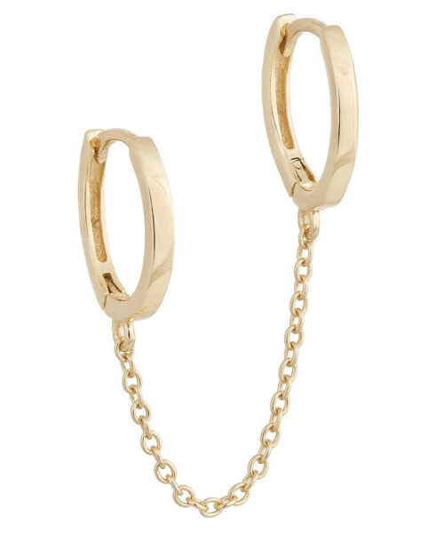 Solid Double Chain Huggie Earring in 14K Gold Plated over Sterling Silver