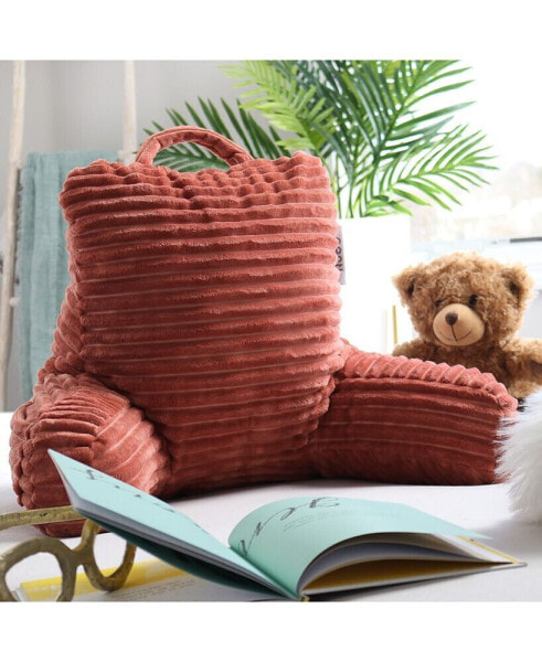 Cut Plush Striped Reading Pillow with Arms, Small