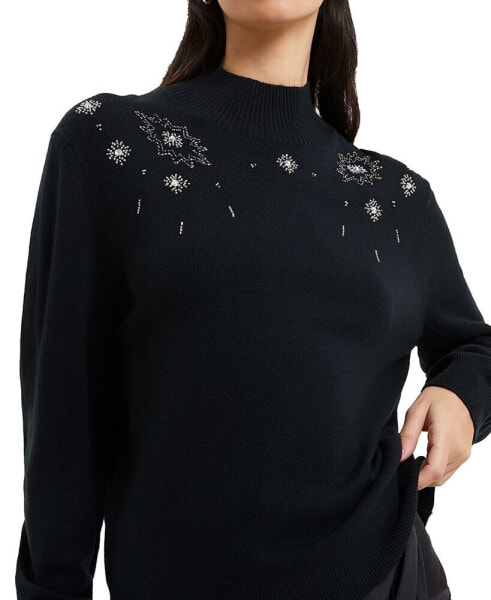 Women's Embellished Mock-Neck Sweater