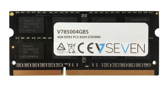 V7 4GB DDR3 PC3-8500 - 1066mhz SO DIMM Notebook Memory Module - V785004GBS - 4 GB - 1 x 4 GB - DDR3 - 1066 MHz - 204-pin SO-DIMM - Black