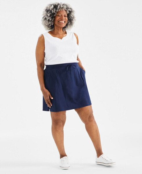 Plus Size Solid Pull-On Skort, Created for Macy's