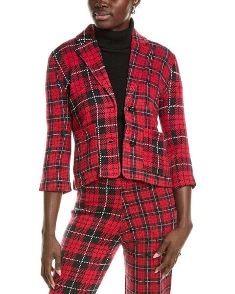 Minnie Rose Mixed Plaid Blazer Women's