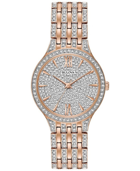 Women's Crystal Accented Rose Gold-Tone Stainless Steel Bracelet Watch 32mm 98L235