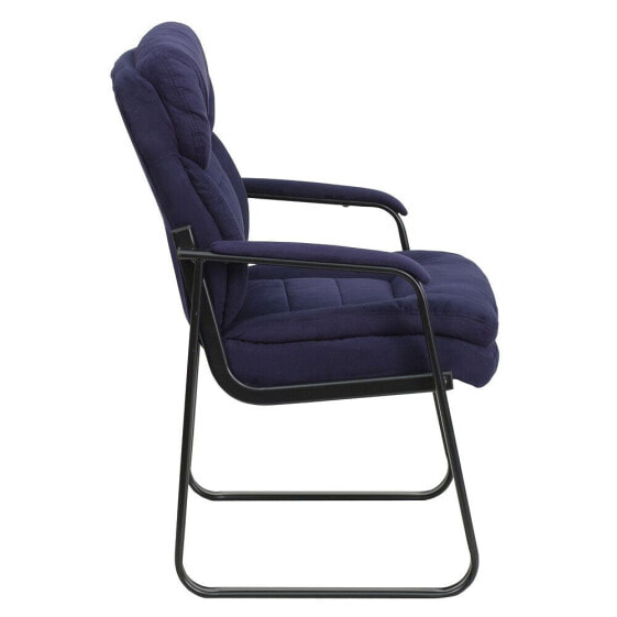 Navy Microfiber Executive Side Reception Chair With Sled Base