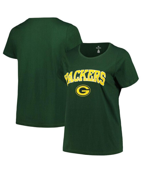 Women's Green Green Bay Packers Plus Size Arch Over Logo T-shirt