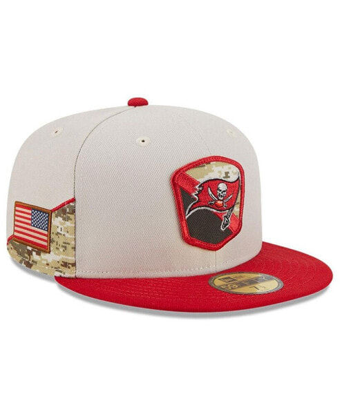Men's Stone, Scarlet Tampa Bay Buccaneers 2023 Salute To Service 59FIFTY Fitted Hat