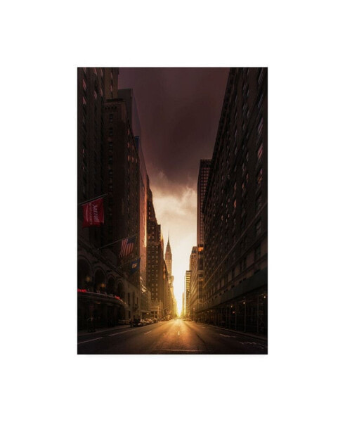 David Martin Castan Sunset Chrysler Building Canvas Art - 15" x 20"
