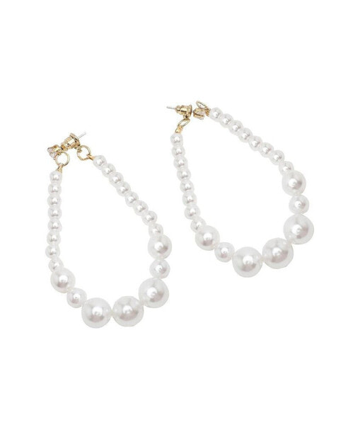 Women's White Beads Drop Earrings