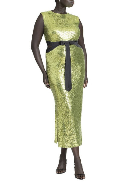 Plus Size Sleeveless Sequin Column Cutout Dress