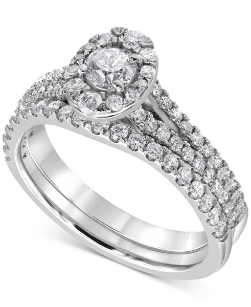 Diamond Halo Bridal Set (1 ct. t.w.) in 14k White Gold