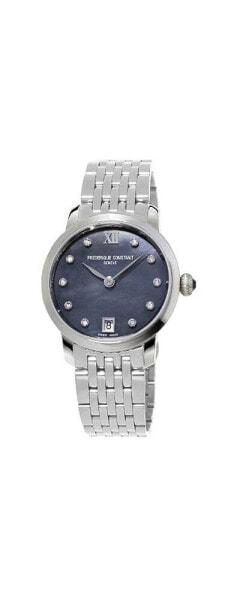 Women's Swiss Slimline Diamond (1/20 ct. t.w.) Stainless Steel Bracelet Watch 30mm