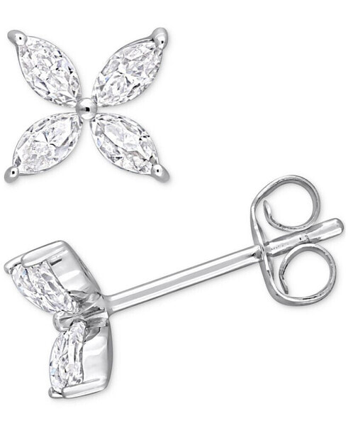 Lab-Grown Moissanite Flower Stud Earrings (3/4 ct. t.w.) in 10k White Gold