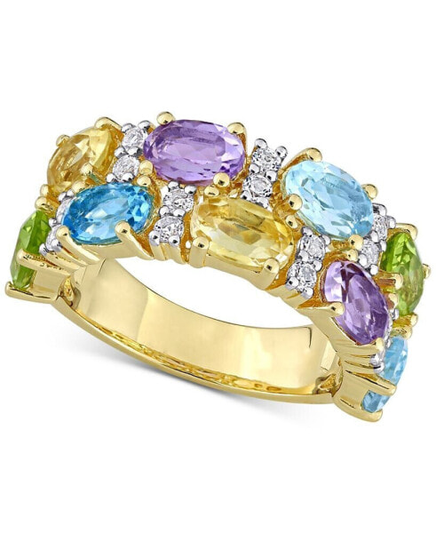 Multi-Gemstone Double Row Statement Ring (5-1/4 ct. t.w.) in 18k Gold-Plated Sterling Silver