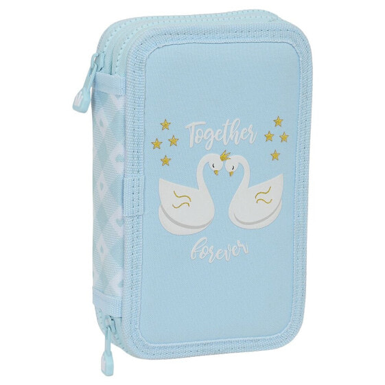 SAFTA Double Filling 28 Units Glowlab Swans Pencil Case